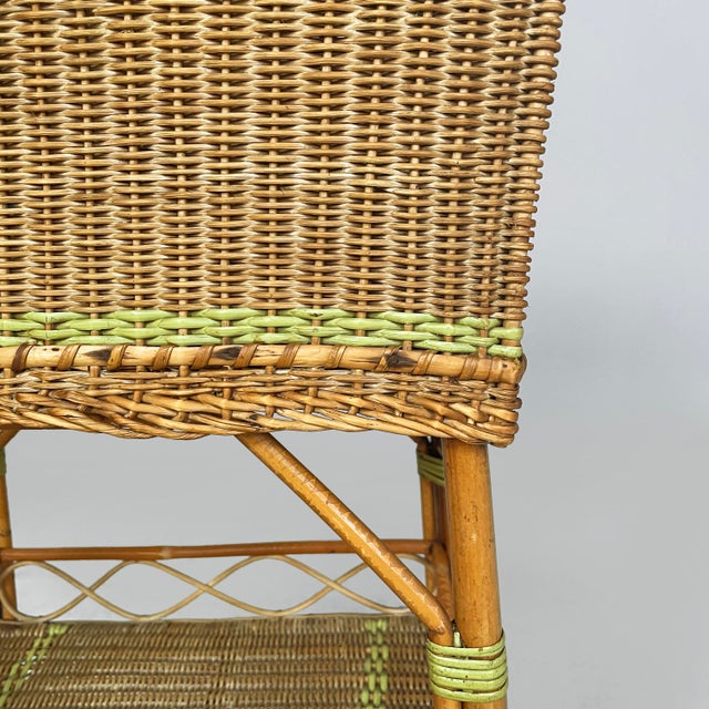 Italian Art Deco Cabinet or Coffee Table in Rattan and Green Rattan, 1930s For Sale - Image 12 of 18