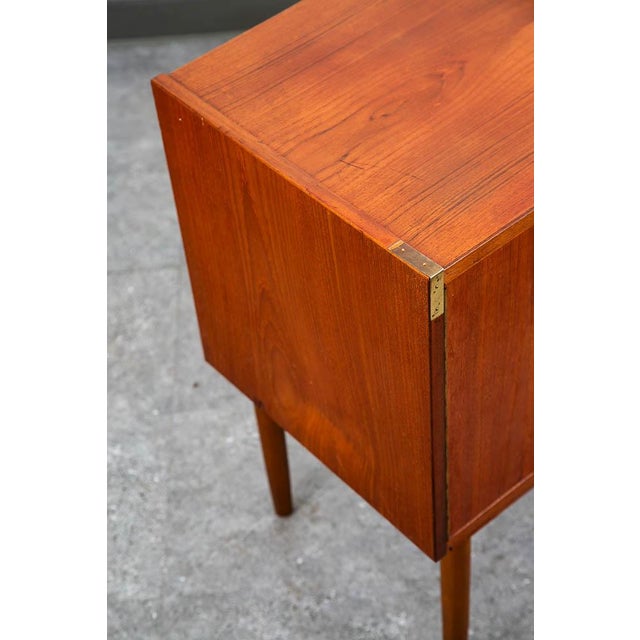 1960s Mid Century Danish Modern End Table Side Entryway Teak 3 Drawers Wood Cabinet For Sale - Image 5 of 12
