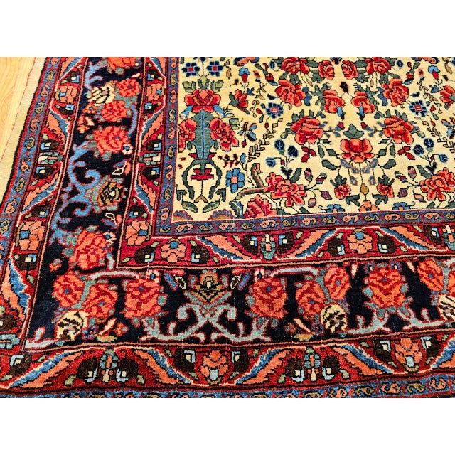 1900 - 1909 Vintage Persian Bidjar Area Rug, Hand-Knotted Wool, All-Over Golfarang Floral Pattern, Yellow & Red, 5x9 For Sale - Image 5 of 18