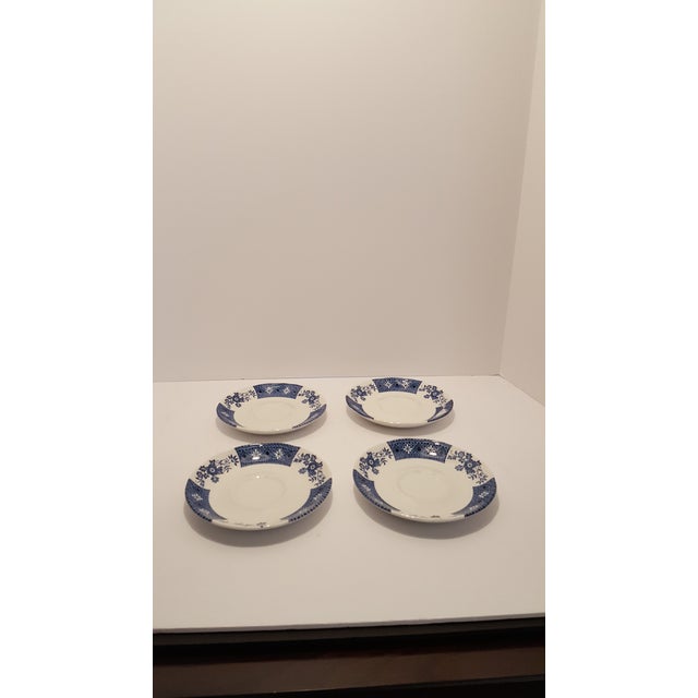 Four sets of J&G Meakin Cups & Saucers. Beautiful and Popular Blue & White pattern. Use these to enhance your Meakin...