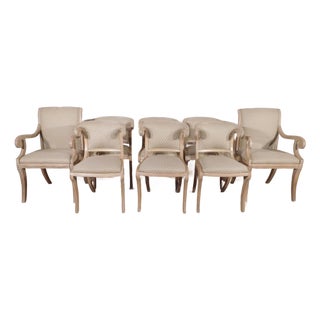 Vintage Set of 8 Casa Stradivari Nyc Custom Klismos Dining Chairs 2 Arms 6 Sides For Sale