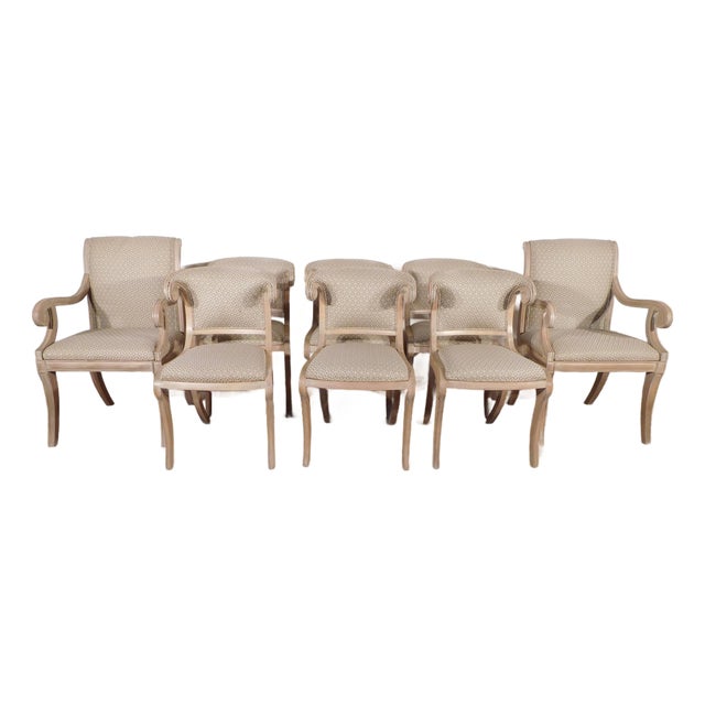 Vintage Set of 8 Casa Stradivari Nyc Custom Klismos Dining Chairs 2 Arms 6 Sides For Sale