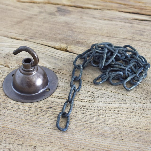 Vintage Reclaimed Glass Pendant Lamp from Holophane, 1950s For Sale - Image 4 of 7
