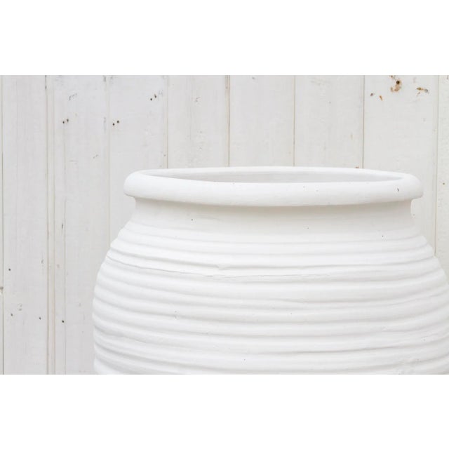 1990s Tall Terracotta White Planter For Sale - Image 5 of 9