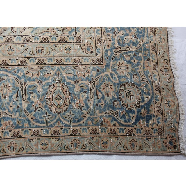 Vintage Persian Tabriz Rug – Pastel Floral Medallion Elegance - 9' 9'' X 12' 4''' For Sale - Image 13 of 14