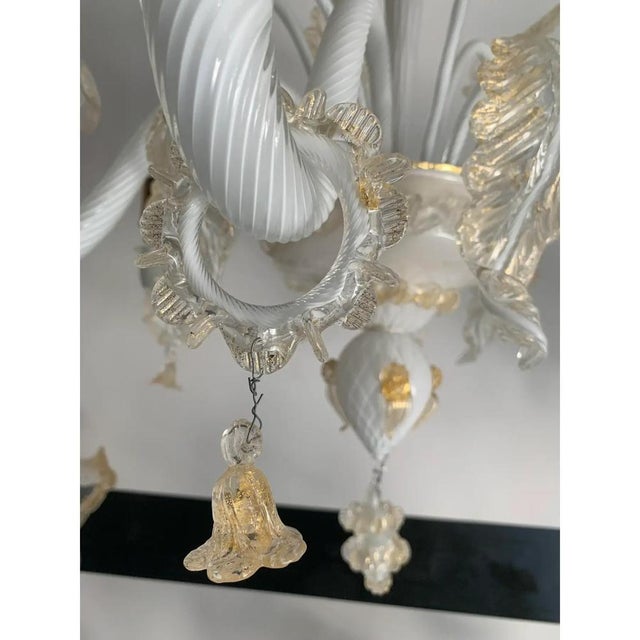 Murano Glass Chandelier in Milky and Gold with Flowers and Leaves by Simoeng For Sale - Image 9 of 14