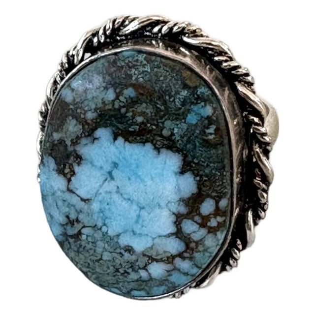 Vintage Sterling Silver Turquoise Ring For Sale