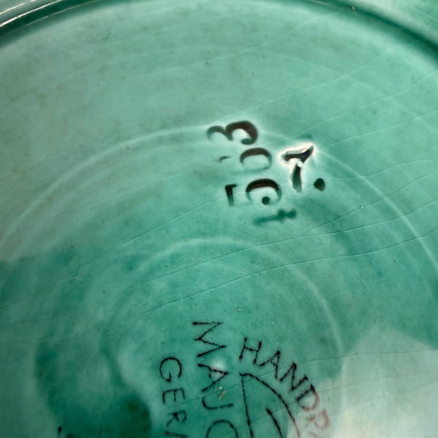 Early 20th Century Vintage Cico German Majolica Basketweave Plate For Sale - Image 5 of 6