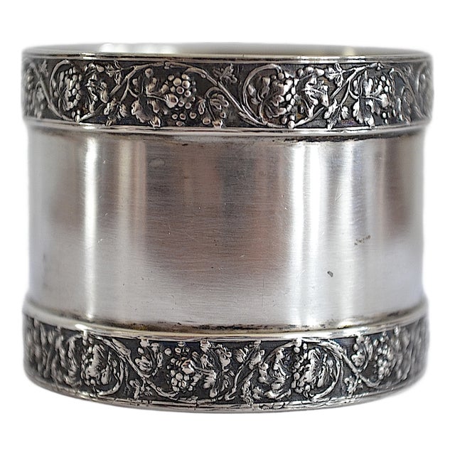 Antique 800 Silver Grapevine Napkin Ring, 1920s For Sale