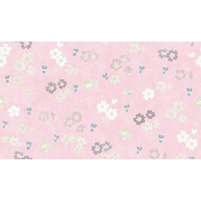 Art Deco Sample - Flower Field Wallpaper by Paule Marrot in Pinks For Sale - Image 3 of 3