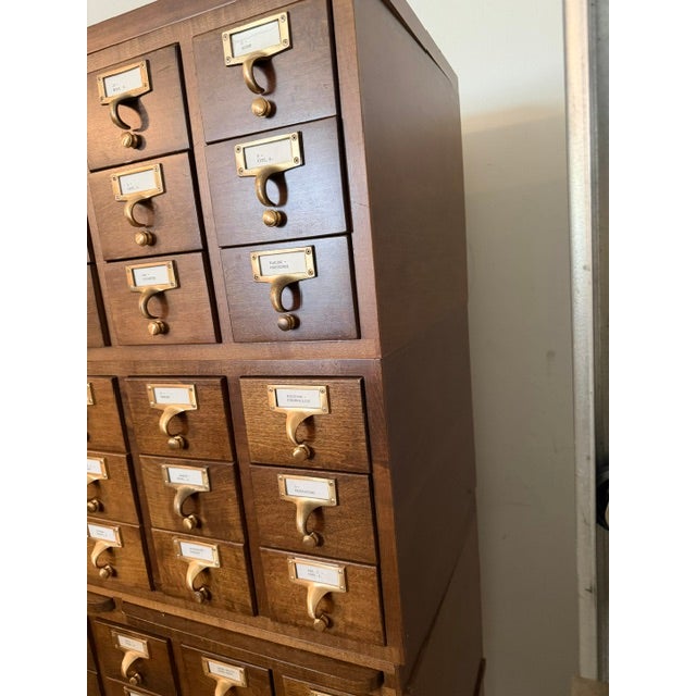 Mid-Century Modern Vintage Mid Century Modern 45 Drawer Gaylord Library Card Catalog Cabinet With 2 Pull Out Shelves For Sale - Image 3 of 15