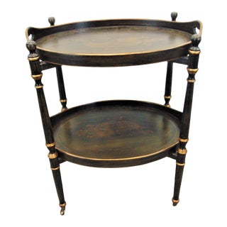 Late 20th Century Regency Stencil Decorated Serving Cart For Sale