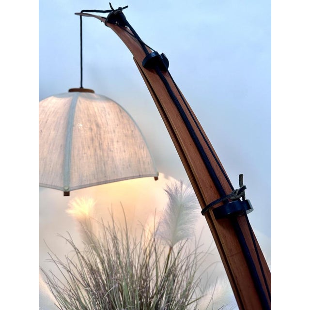 Postmodern Height-Adjustable Umbrella Arc Floor Lamp in Teak and Steel from Domus, 1980s For Sale - Image 18 of 18