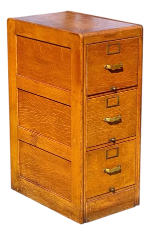 Antique Arts & Crafts Tiger Oak Three Drawer Office File Cabinet