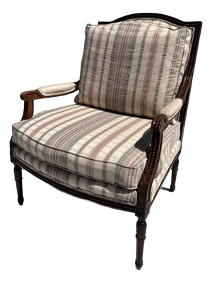 Early 20th Century Sherrill Furniture French Provincial Louis XVI Style Upholstered Lounge Arm Chair