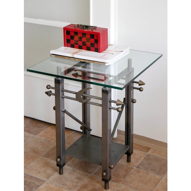 Metal Postmodern Glass Side Table, 1990s For Sale - Image 7 of 8