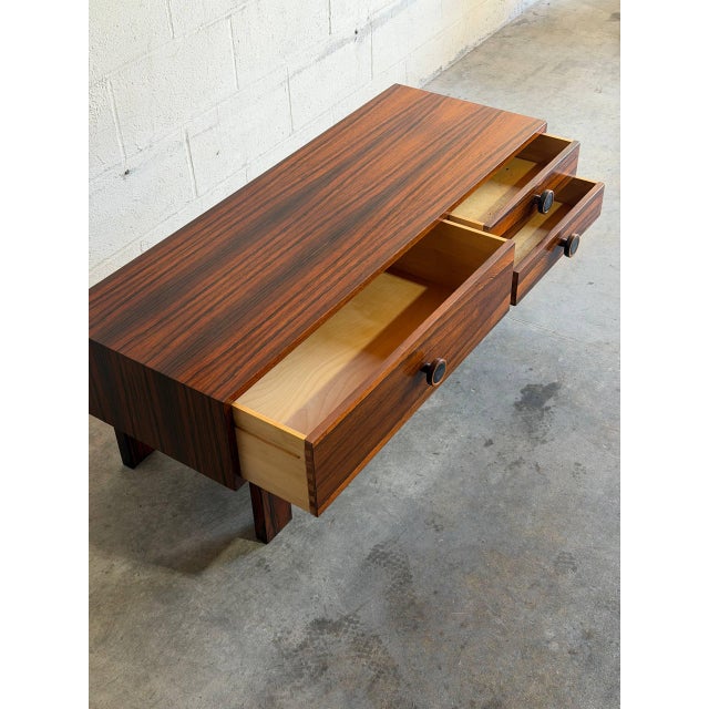 Rosewood Low Chest Entry Bench Drawers Symmetrical Grain Storage Sweden 1960s For Sale - Image 4 of 10
