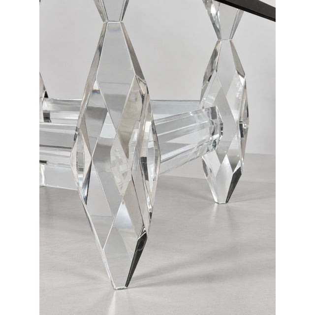 Amparo Calderon Tapia “Diamante” Sculptural Lucite & Glass Coffee Table For Sale - Image 16 of 18