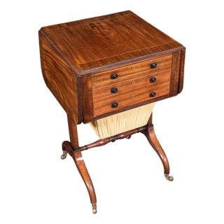 Antique Drop Leaf Ladies Work Table, English, Sewing, Writing, Regency, c.1820 For Sale