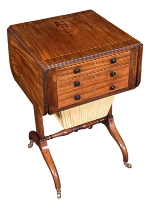 Antique Drop Leaf Ladies Work Table, English, Sewing, Writing, Regency, c.1820