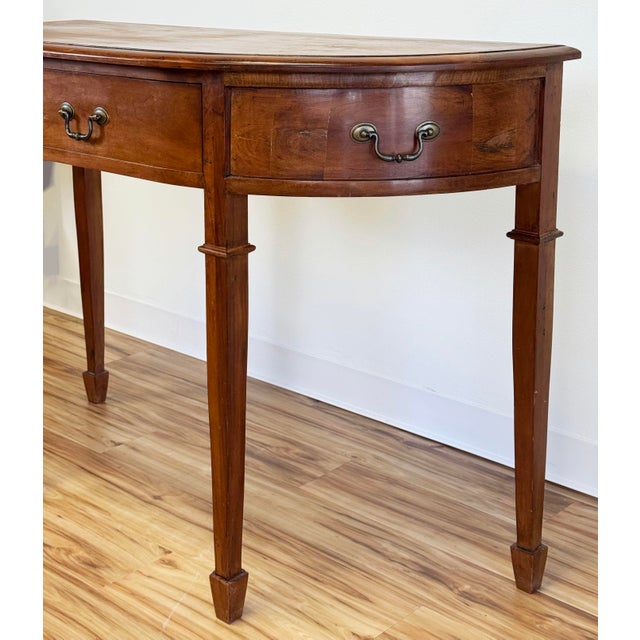 Late 20th Century Vintage Traditional Wood Demi-Lune Table For Sale - Image 5 of 11