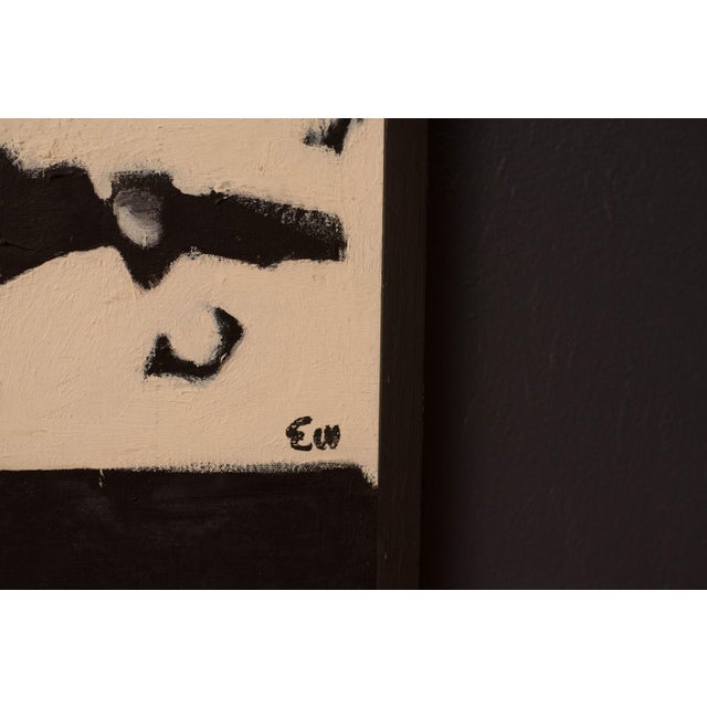 Vintage Large Abstract Basketball Black and White Canvas Wall Art Painting For Sale - Image 10 of 14