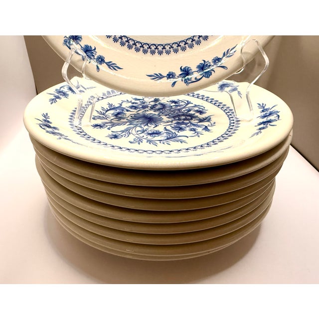 Blue & White Sado Plates From Portugal - Set of 10 For Sale - Image 4 of 7