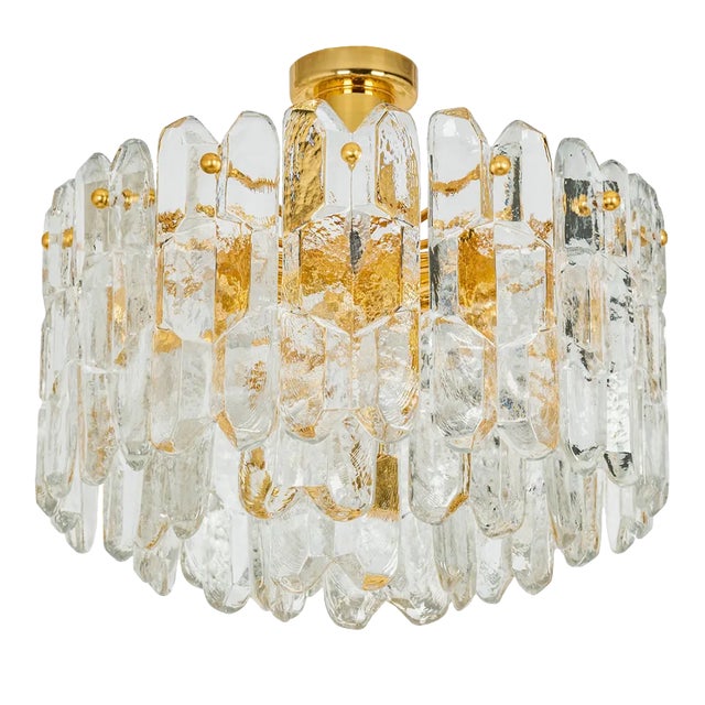 Brass and Murano Glass Light Fixture Palazzo from Kalmar, Austria, 1970s For Sale