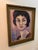 Striking original mid-century modern, Fauvist-influenced oil portrait depicting an elegant woman with short dark hair and...