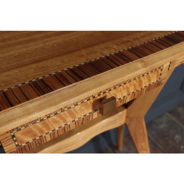 Mid-Century Italian Console Table in Chestnut and Zebrano, 1950 For Sale - Image 10 of 18