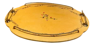 1960s Aldo Tura Goatskin Wood & Brass Floral Design Service Tray