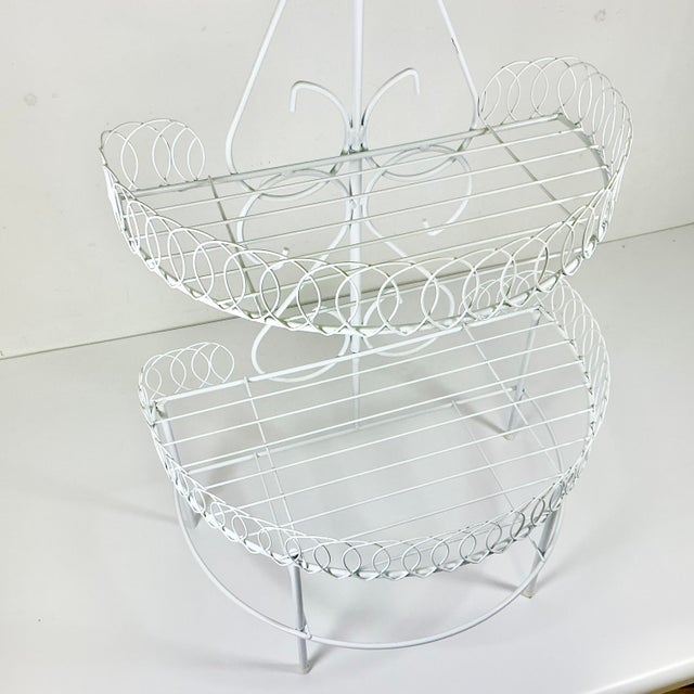 Metal 1970s Vintage Boho Chic Hollywood Regency Wire Loop Design 3-Tier Plant Stand, After Salterini For Sale - Image 7 of 13