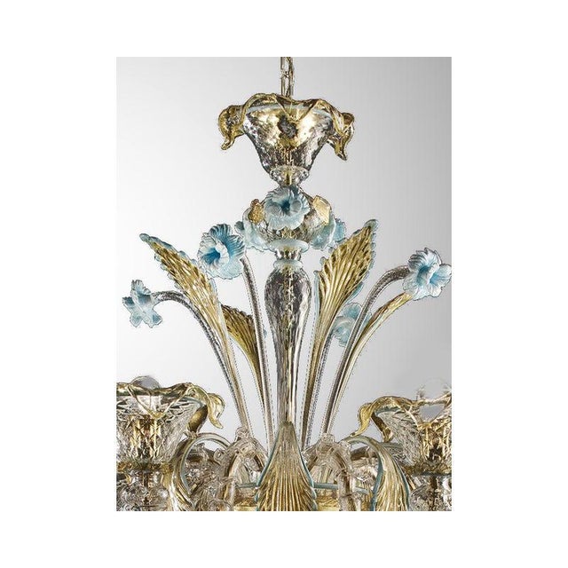 Tan Venetian Transparent-Gold Murano Glass Chandeliers by Simoeng, Set of 2 For Sale - Image 8 of 14