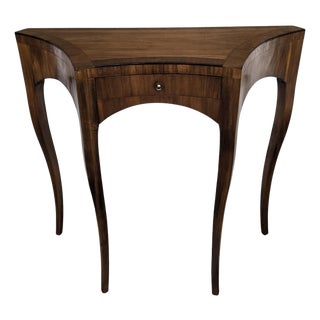 Mid-Century Modern Italian Wood Inlay Wall Console Table 1960s For Sale