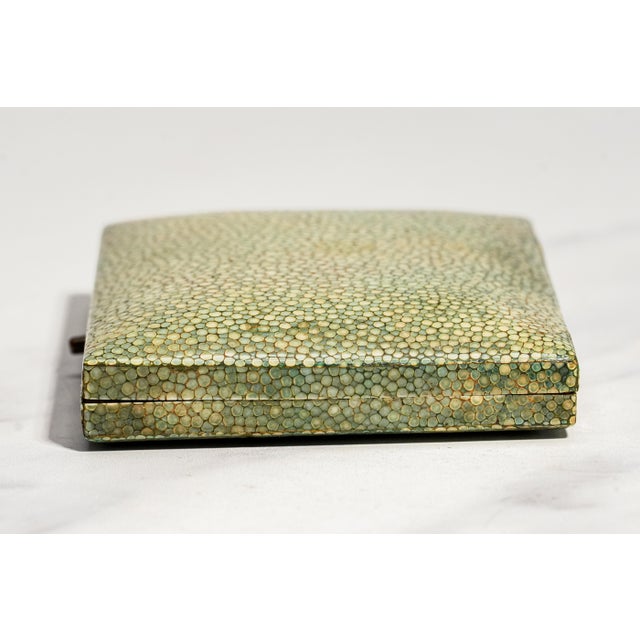 Rare Antique Green Shagreen Leather Jewelry Presentation Box Case For Sale - Image 9 of 11