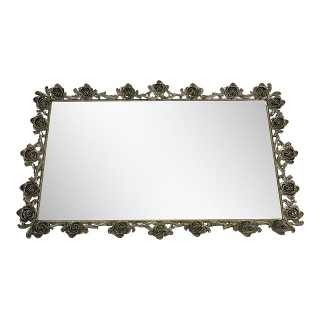 1950s Hollywood Regency Gilded Brass Vanity Mirror Tray For Sale