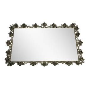 1950s Hollywood Regency Gilded Brass Vanity Mirror Tray