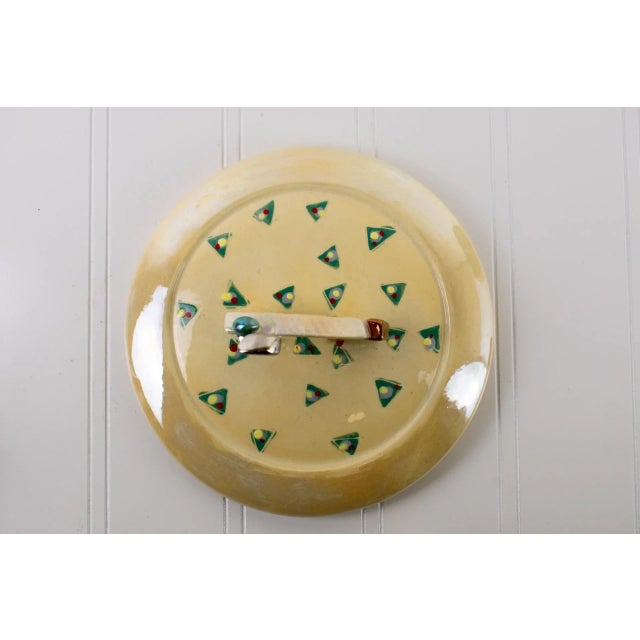 1990s Handmade Lidded Pottery Bowl Signed and Numbered Memphis