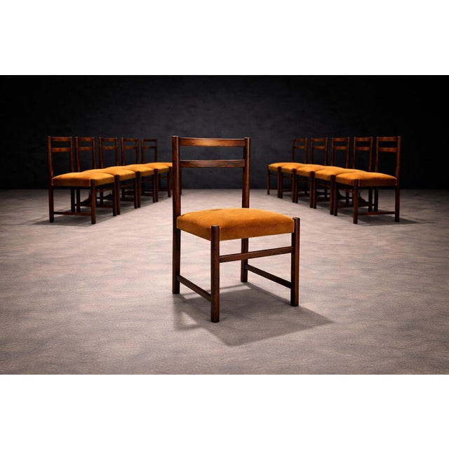 Monumental Set of Twelve Brazilian Modern Rosewood Dining Chairs by Celina With Saddle Mohair Upholstery, Brazil, 1960s For Sale - Image 12 of 14