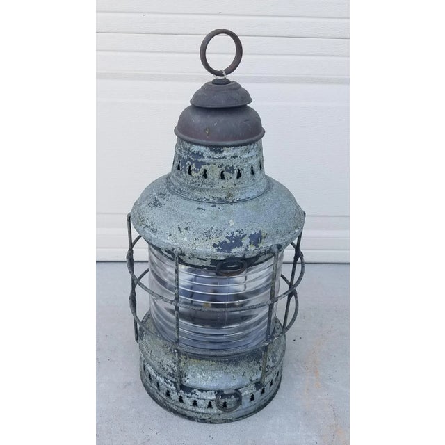 Vintage Perko Galvanized Steel USS Missouri Lantern Anchor Light with Clear Lens For Sale - Image 13 of 13