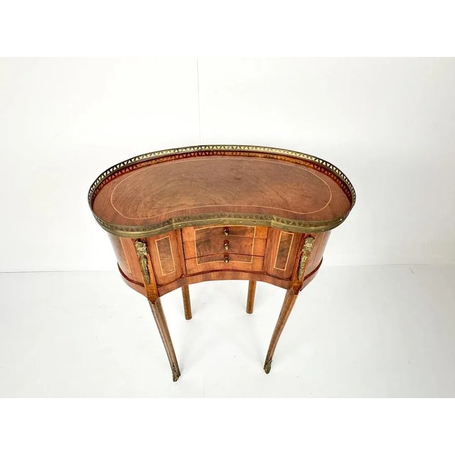 Vintage Kidney-Shaped Side Table with Brass Details For Sale - Image 6 of 14