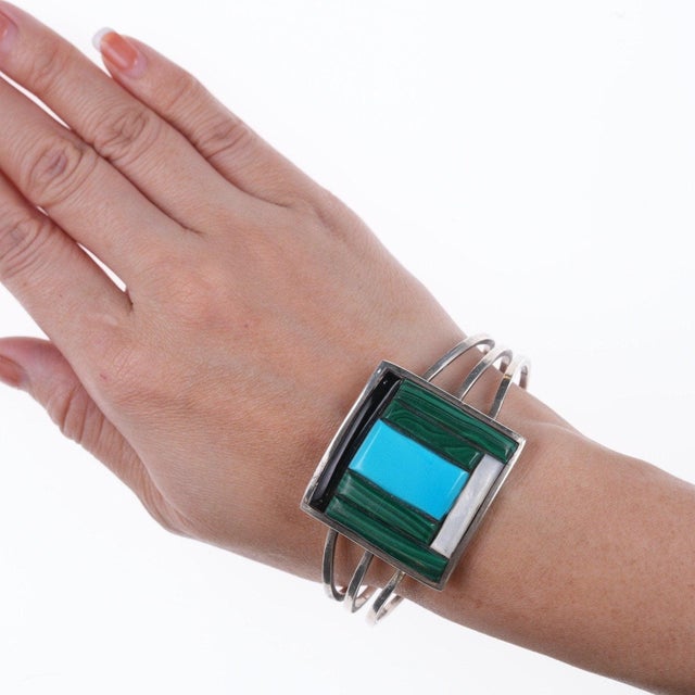 6.75" Kyle Sam Navajo Sterling Cobblestone bracelet For Sale - Image 9 of 10