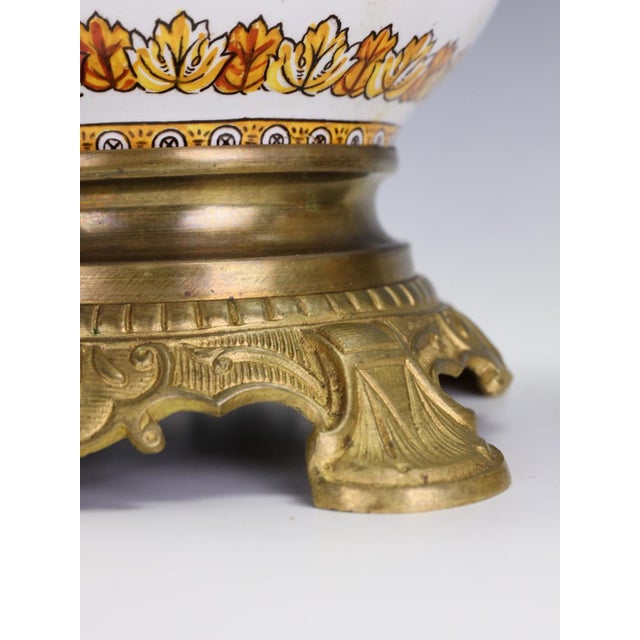 Metal Antique Neo-Renaissance Italian Majolica Porcelain Table Lamps, 1880, Set of 2 For Sale - Image 7 of 18