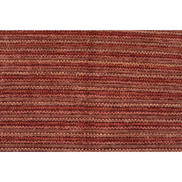 2020s Gabbeh Rug 4'7'' X 6'9'' Red Wool Striped Contemporary Hand-Knotted Carpet For Sale - Image 5 of 12
