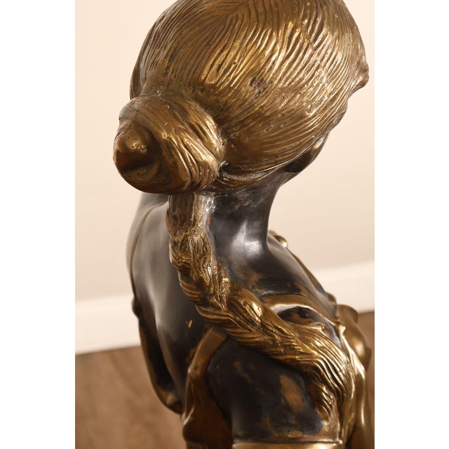 Late 20th Century Neoclassical Style Pair Of Bronze Figural Torchere Floor Lamps For Sale - Image 17 of 18