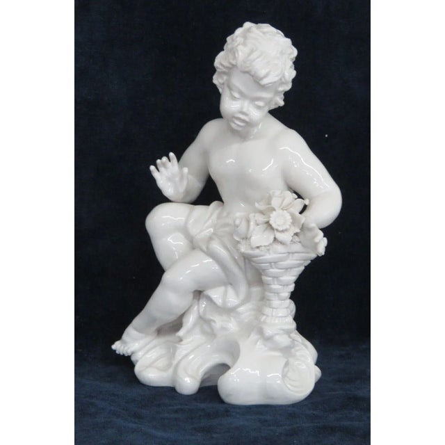 Porcelain White Cherub Sculpture Figurine Made in Italy For Sale - Image 4 of 12