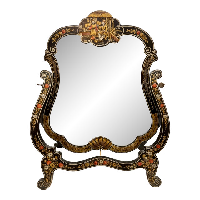 19th Century Chinoiserie Tabletop / Vanity Mirror on Stand For Sale