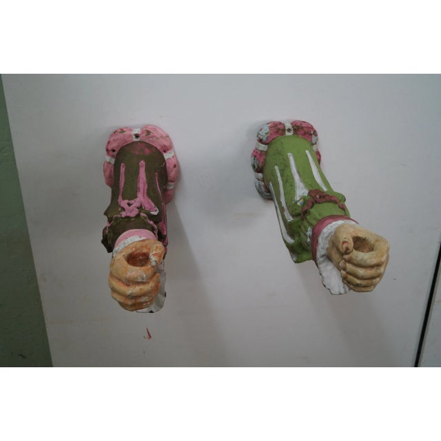 Vintage Italian Carved Wood Display Arms - A Pair For Sale - Image 4 of 10