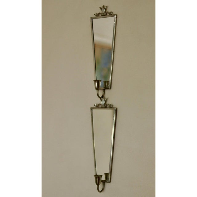 Mid-Century Swedish Pewter Sconces with Mirrors, Set of 2 For Sale - Image 18 of 18