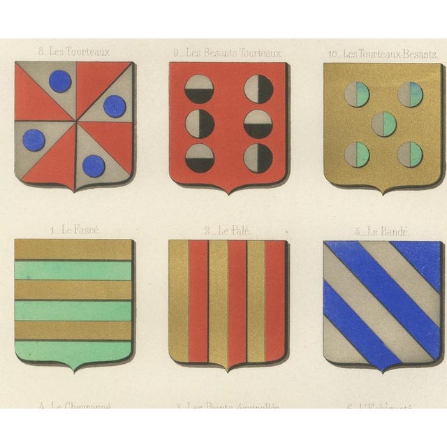 19th Century Ferdinand Séré, Heraldic Figures and Secant Partitions, 1851, Chromolithograph For Sale - Image 5 of 9